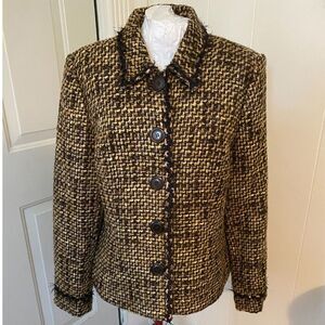 pursuits ltd Boho Tweed Lined Blazer Jacket Women Size 14